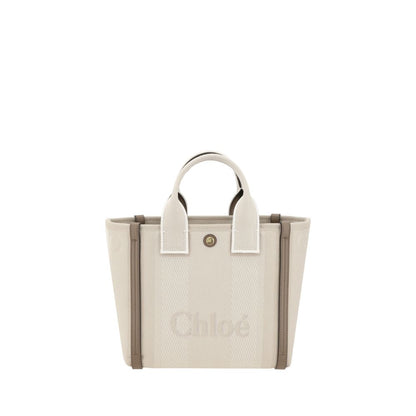 Chloé Schultertasche aus beigefarbener Baumwolle
