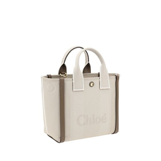 Chloé Schultertasche aus beigefarbener Baumwolle