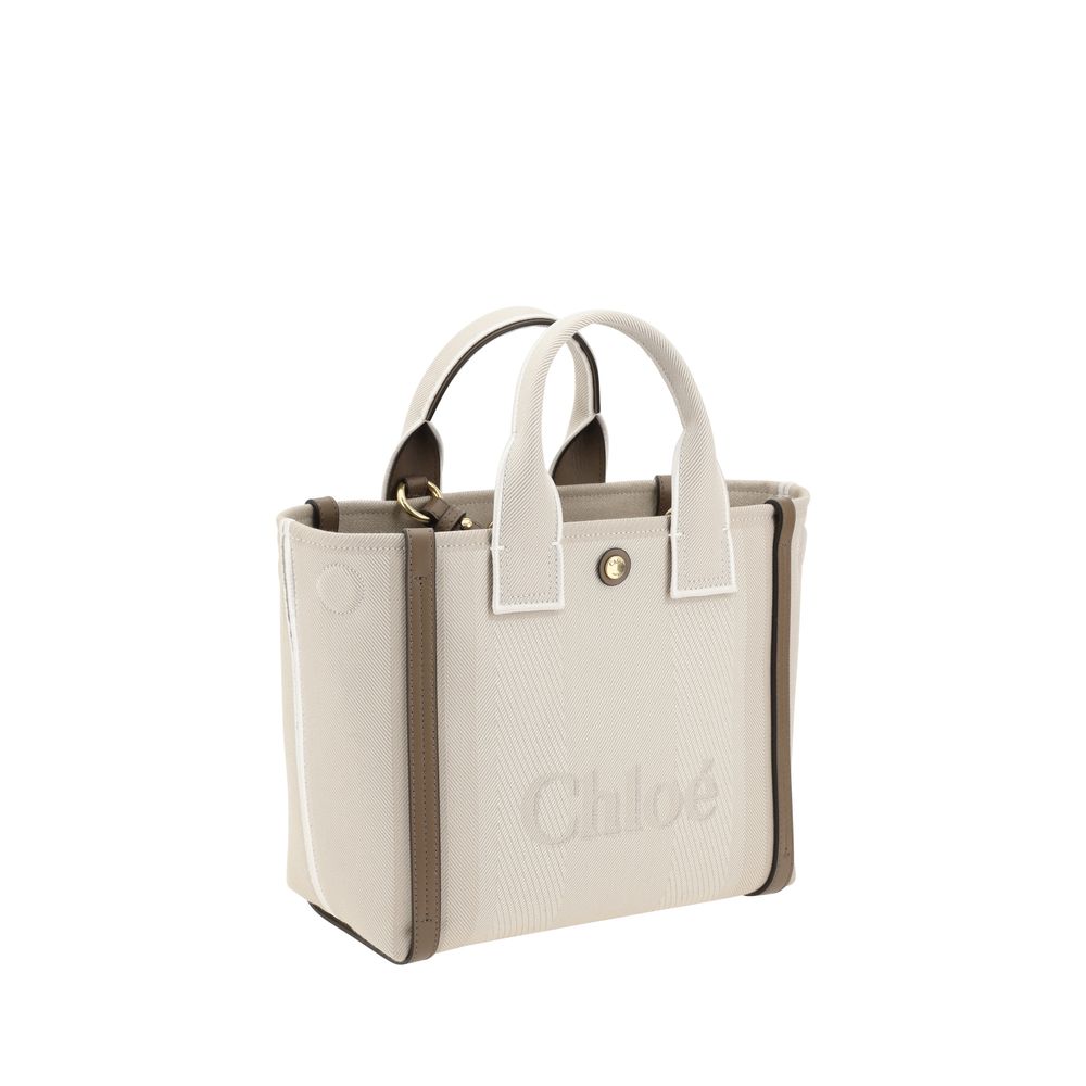 Chloé Schultertasche aus beigefarbener Baumwolle