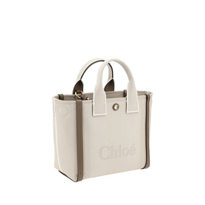 Chloé Schultertasche aus beigefarbener Baumwolle