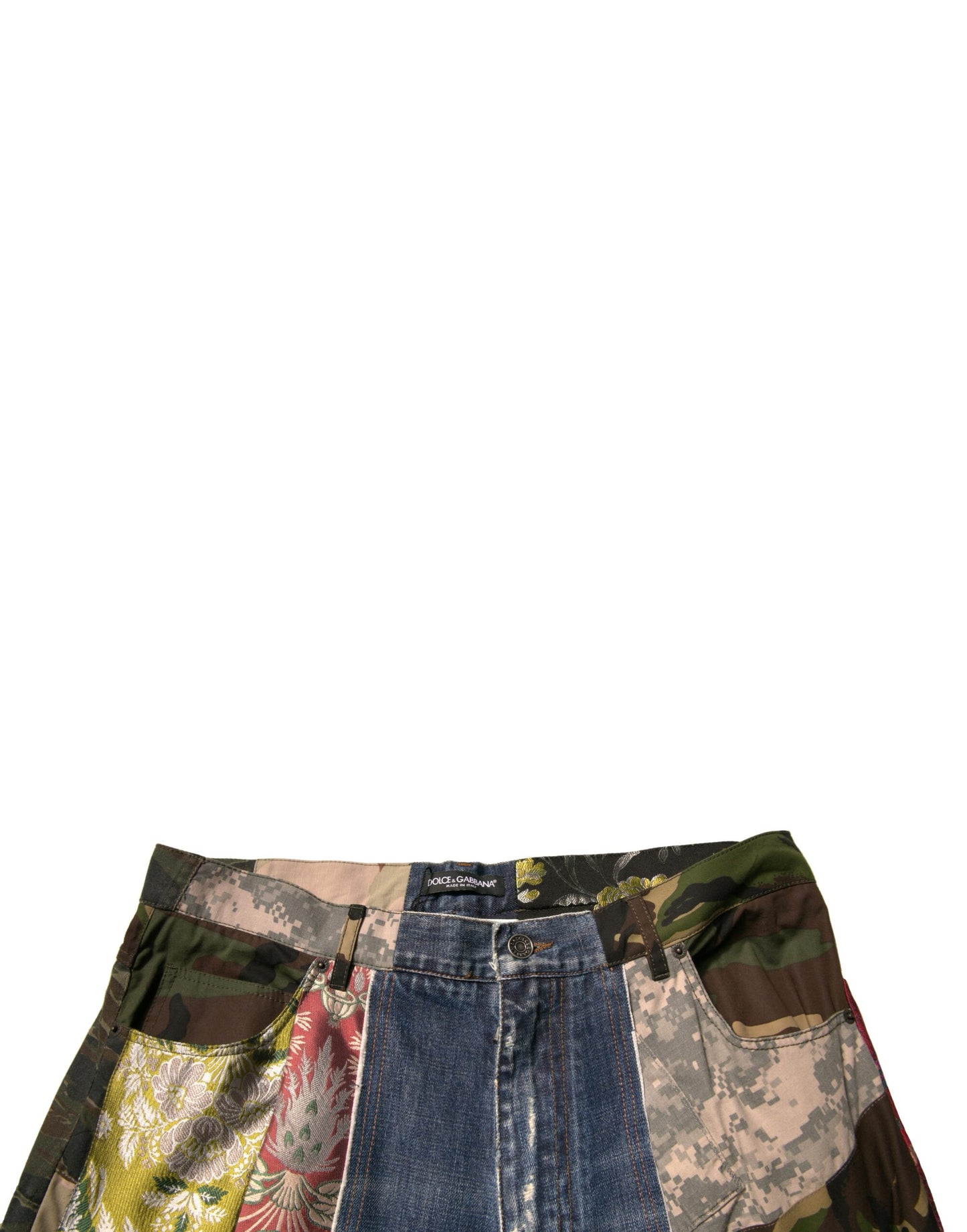 Dolce &amp; Gabbana Blaue Patchwork-Jeans aus Baumwolle mit geradem Schnitt