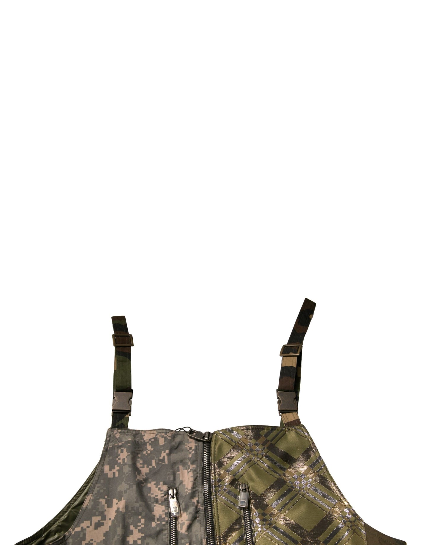 Dolce &amp; Gabbana Mehrfarbige Patchwork-Latzhose in Camouflage