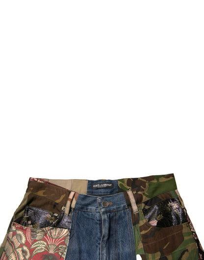 Dolce &amp; Gabbana Blaue Patchwork-Jeans aus Baumwolle mit geradem Schnitt