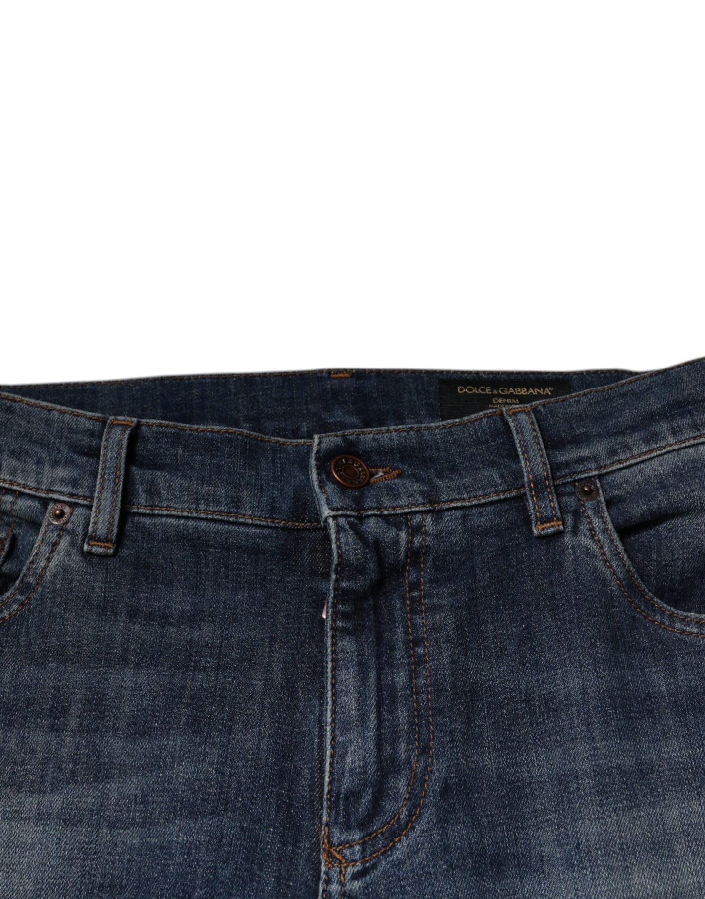 Dolce &amp; Gabbana, Blaue Skinny-Jeans aus Baumwolle mit DG-Kronenlogo