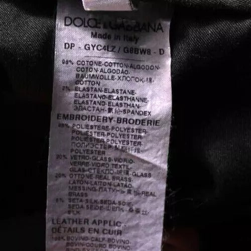 Dolce &amp; Gabbana – Schwarze, Röhrenjeans mit Krone und weißem Futter