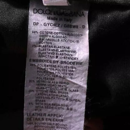 Dolce &amp; Gabbana – Schwarze, Röhrenjeans mit Krone und weißem Futter