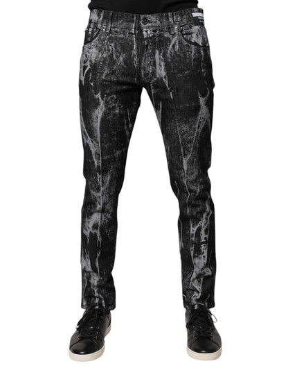 Dolce &amp; Gabbana – Mehrfarbige Skinny-Jeans aus Baumwolle mit Batikmuster