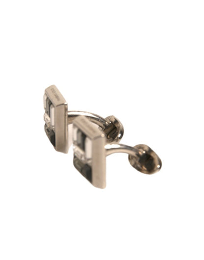 Dolce &amp; Gabbana Manschettenknöpfe aus versilbertem Messing mit Kristall