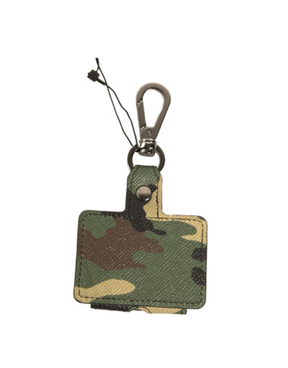 Dolce &amp; Gabbana – Airpods-Hülle aus mehrfarbigem Camouflage-Leder und Metall