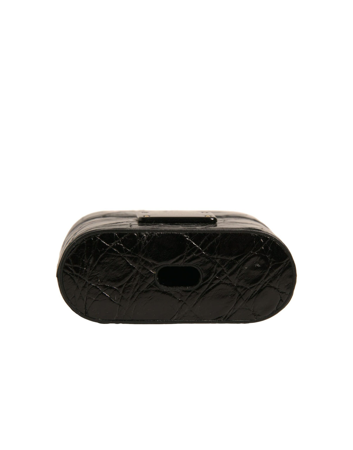 Dolce &amp; Gabbana – Airpods-Hülle mit Logo-Plakette aus schwarzem Leder und Metall