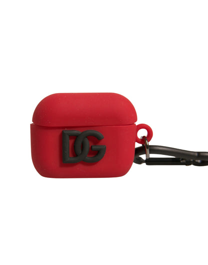 Dolce &amp; Gabbana – Rote Airpods-Hülle aus Silikonkautschuk mit Logoprägung
