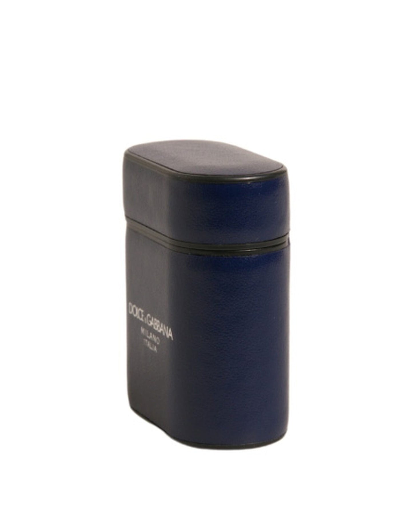 Dolce &amp; Gabbana – Airpods-Hülle mit Flip-Halter aus blauem Leder mit Logo-Print