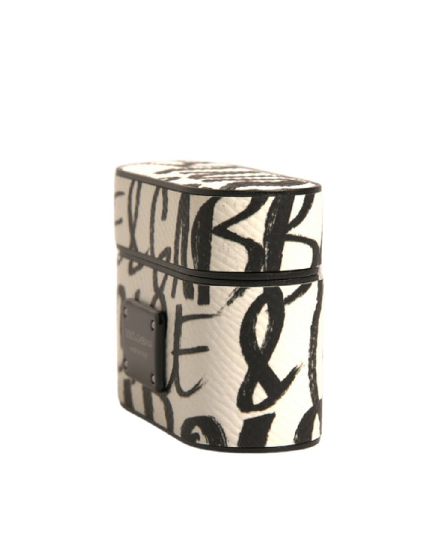 Dolce &amp; Gabbana – Airpods-Hülle aus schwarz-weißem Leder mit geprägtem Logo