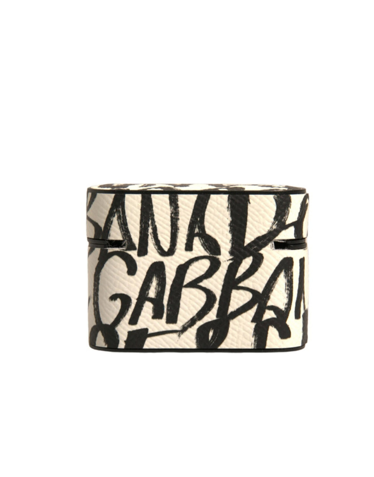 Dolce &amp; Gabbana – Airpods-Hülle aus schwarz-weißem Leder mit geprägtem Logo