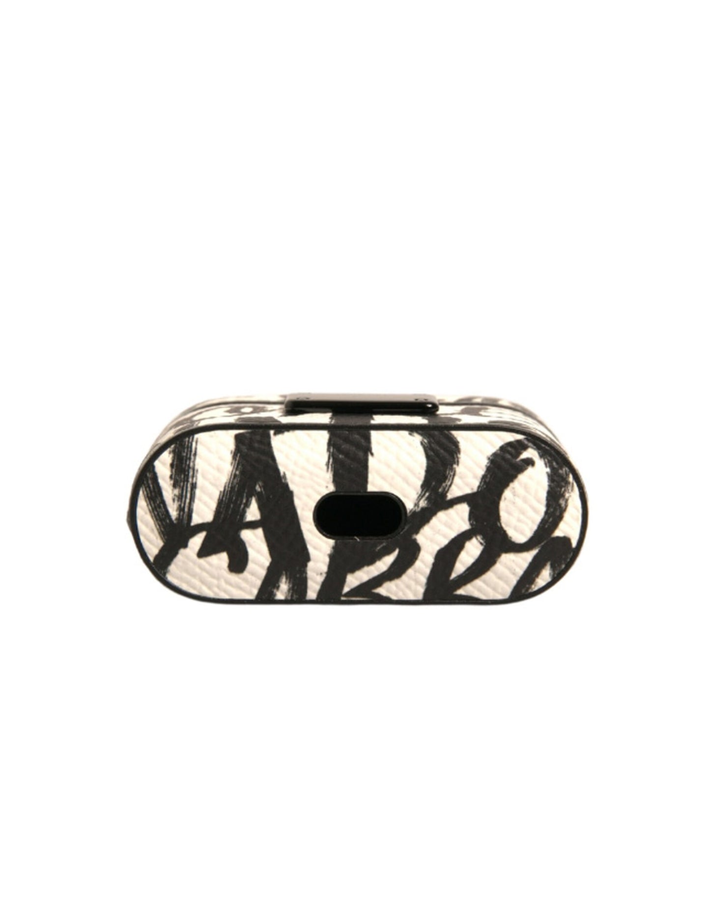 Dolce &amp; Gabbana – Airpods-Hülle aus schwarz-weißem Leder mit geprägtem Logo