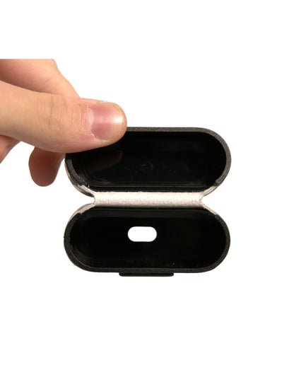 Dolce &amp; Gabbana – Airpods-Hülle aus schwarz-weißem Leder mit geprägtem Logo