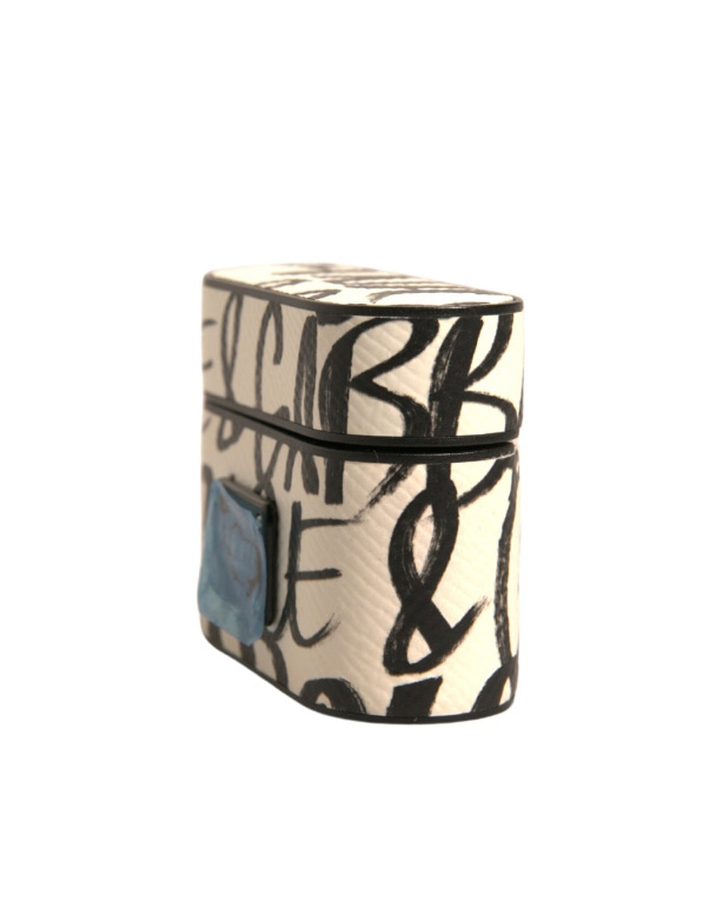 Dolce &amp; Gabbana – Airpods-Hülle aus schwarz-weißem Leder mit geprägtem Logo