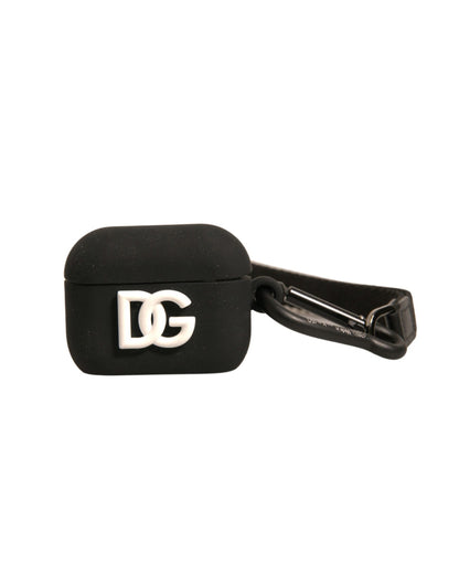 Dolce &amp; Gabbana – Airpods-Hülle aus schwarzem Silikonkautschuk mit Logoprägung
