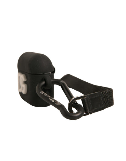 Dolce &amp; Gabbana – Airpods-Hülle aus schwarzem Silikonkautschuk mit Logoprägung