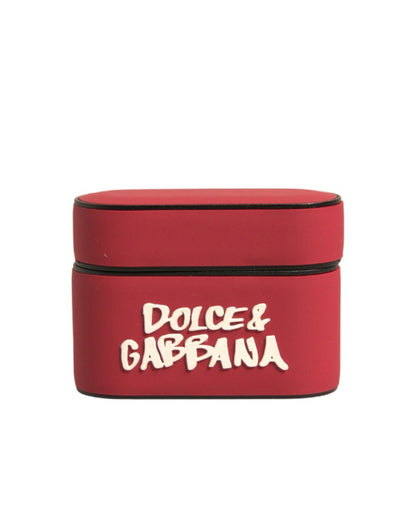Dolce &amp; Gabbana – Airpods-Hülle aus rotem PVC mit geprägtem Logo
