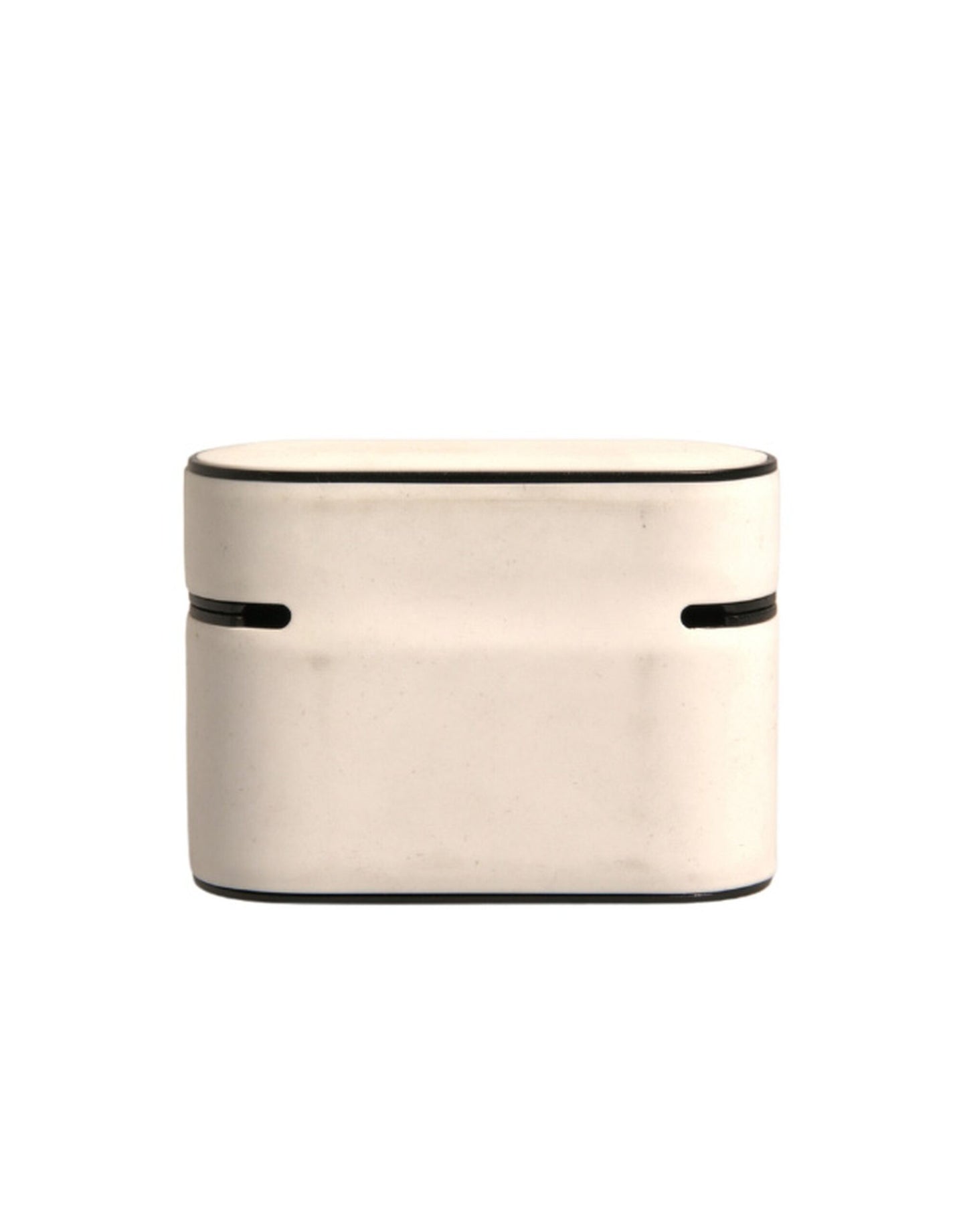 حافظة سماعات Airpods من دولتشي آند غابانا، مصنوعة من مادة PVC بيضاء منقوش عليها شعار دولتشي آند غابانا