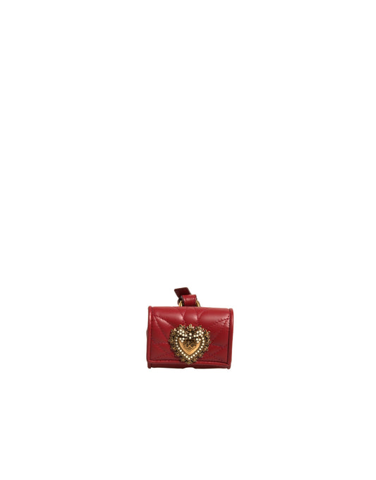 Dolce &amp; Gabbana – Airpod-Hülle „Devotion“ aus schwarzem Leder mit Herzriemen