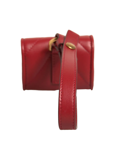 Dolce &amp; Gabbana – Airpod-Hülle „Devotion“ aus schwarzem Leder mit Herzriemen