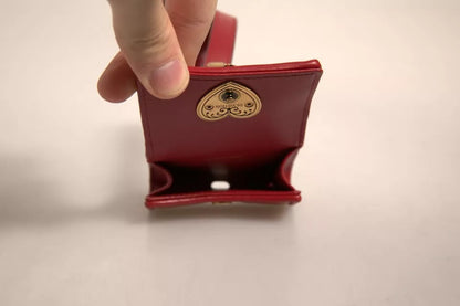 Dolce &amp; Gabbana – Airpod-Hülle „Devotion“ aus schwarzem Leder mit Herzriemen