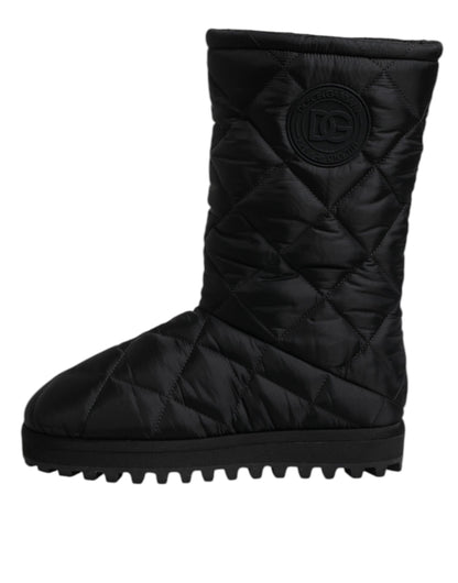 Dolce &amp; Gabbana – Winterschuhe aus gepolstertem Polyester in Schwarz mit halbhohem Schaft