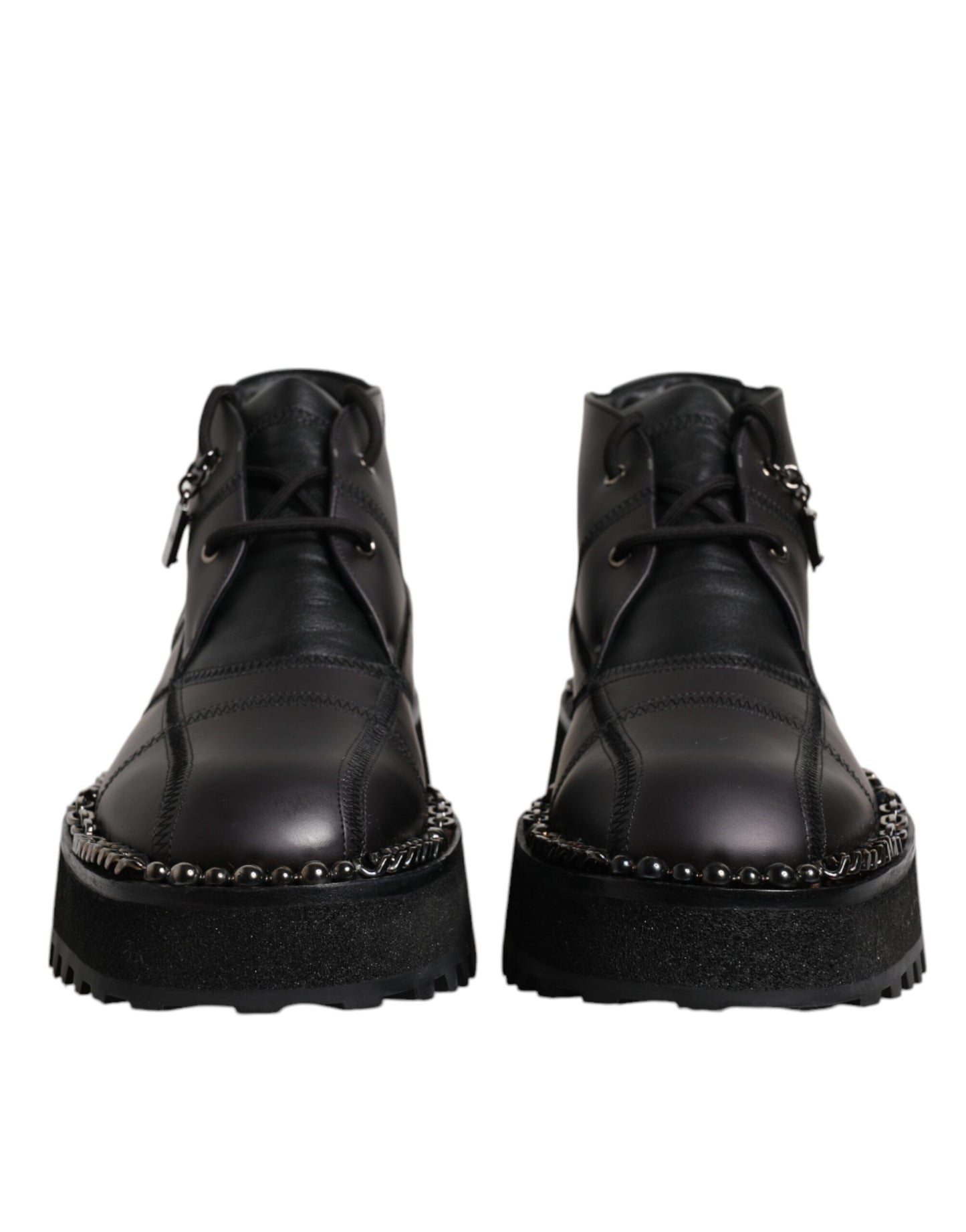 Dolce &amp; Gabbana – Schwarze Ankle Boots aus Leder mit Schnürung