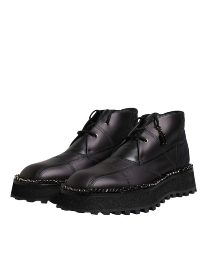 Dolce &amp; Gabbana – Schwarze Ankle Boots aus Leder mit Schnürung
