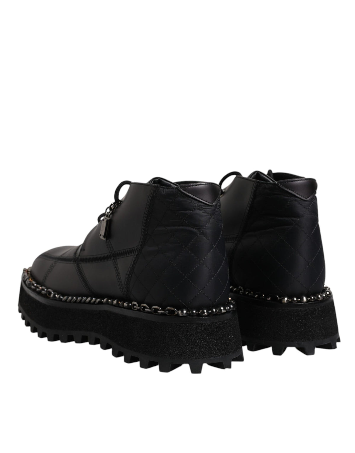 Dolce &amp; Gabbana – Schwarze Ankle Boots aus Leder mit Schnürung