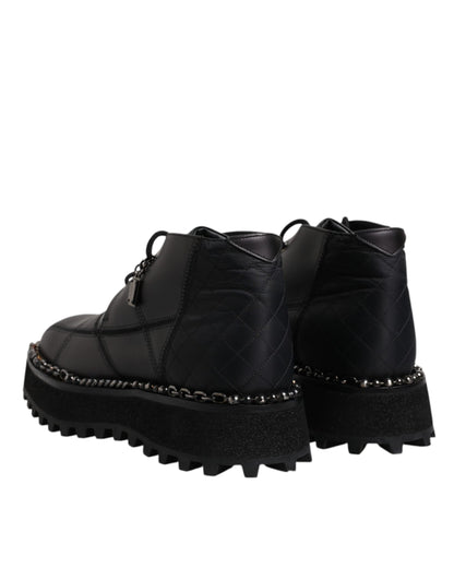 Dolce &amp; Gabbana – Schwarze Ankle Boots aus Leder mit Schnürung