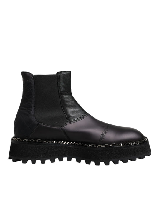 Dolce &amp; Gabbana – Schwarze Chelsea-Stiefel aus Leder zum Hineinschlüpfen