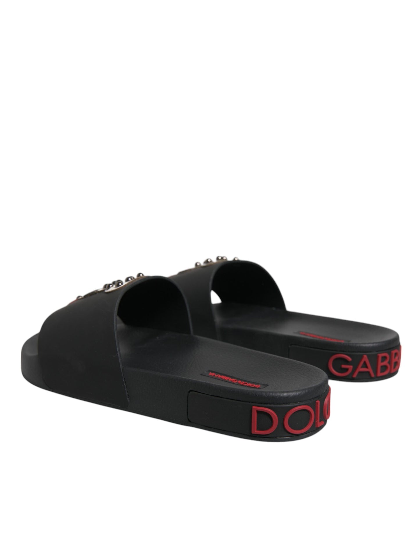 Dolce &amp; Gabbana Schwarze Leder-Sandalen, Strandschuhe