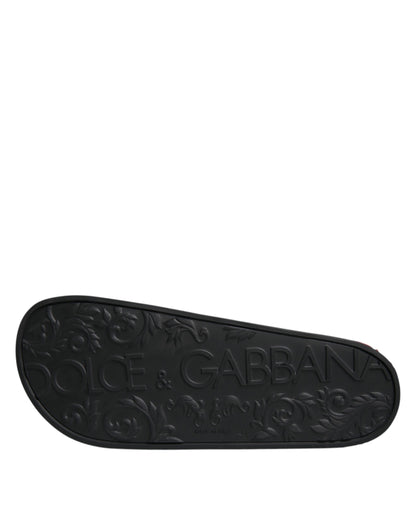 Dolce &amp; Gabbana Schwarze Leder-Sandalen, Strandschuhe