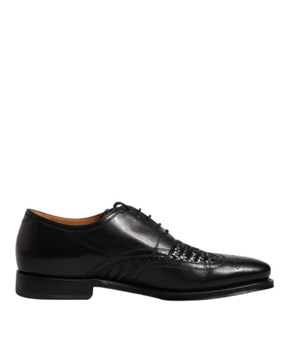 Dolce &amp; Gabbana – Derby-Schuhe aus schwarzem Leder mit Flügelkappe und Schnürung für formelle Anlässe