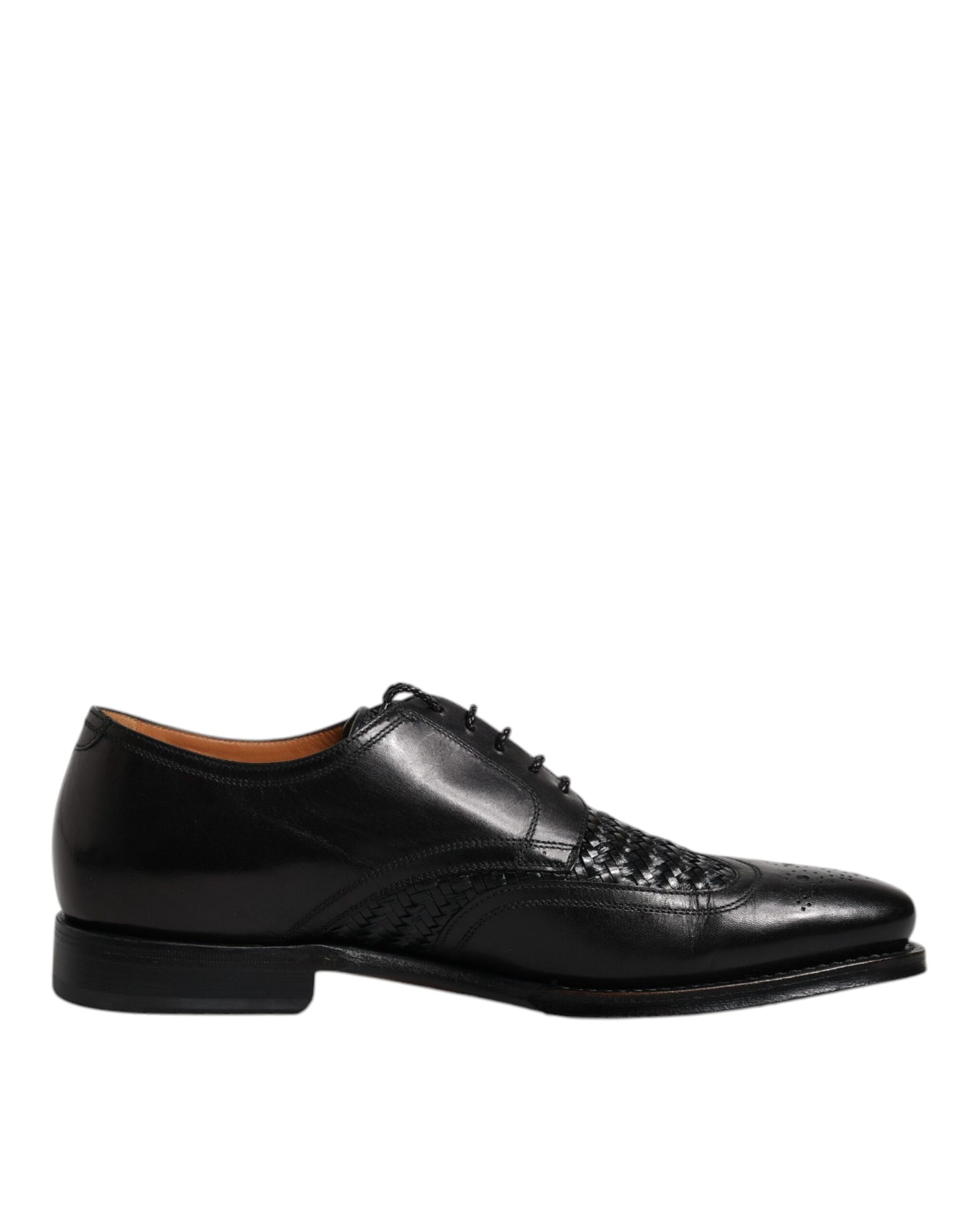 Dolce &amp; Gabbana – Derby-Schuhe aus schwarzem Leder mit Flügelkappe und Schnürung für formelle Anlässe