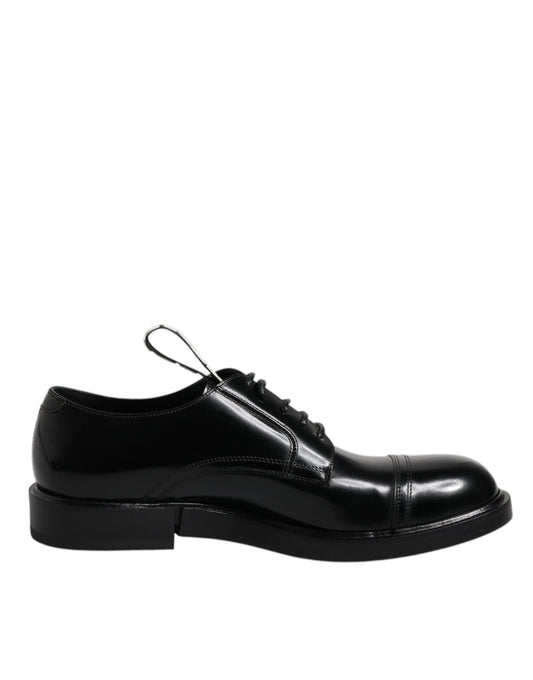 Dolce &amp; Gabbana – Derby-Schnürschuhe aus schwarzem Lackleder