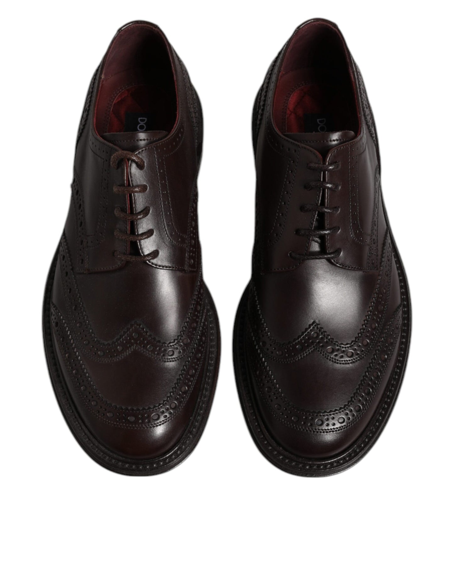 Dolce &amp; Gabbana – Braune Derby-Schuhe aus Leder mit Flügelkappe und Schnürung für formelle Anlässe