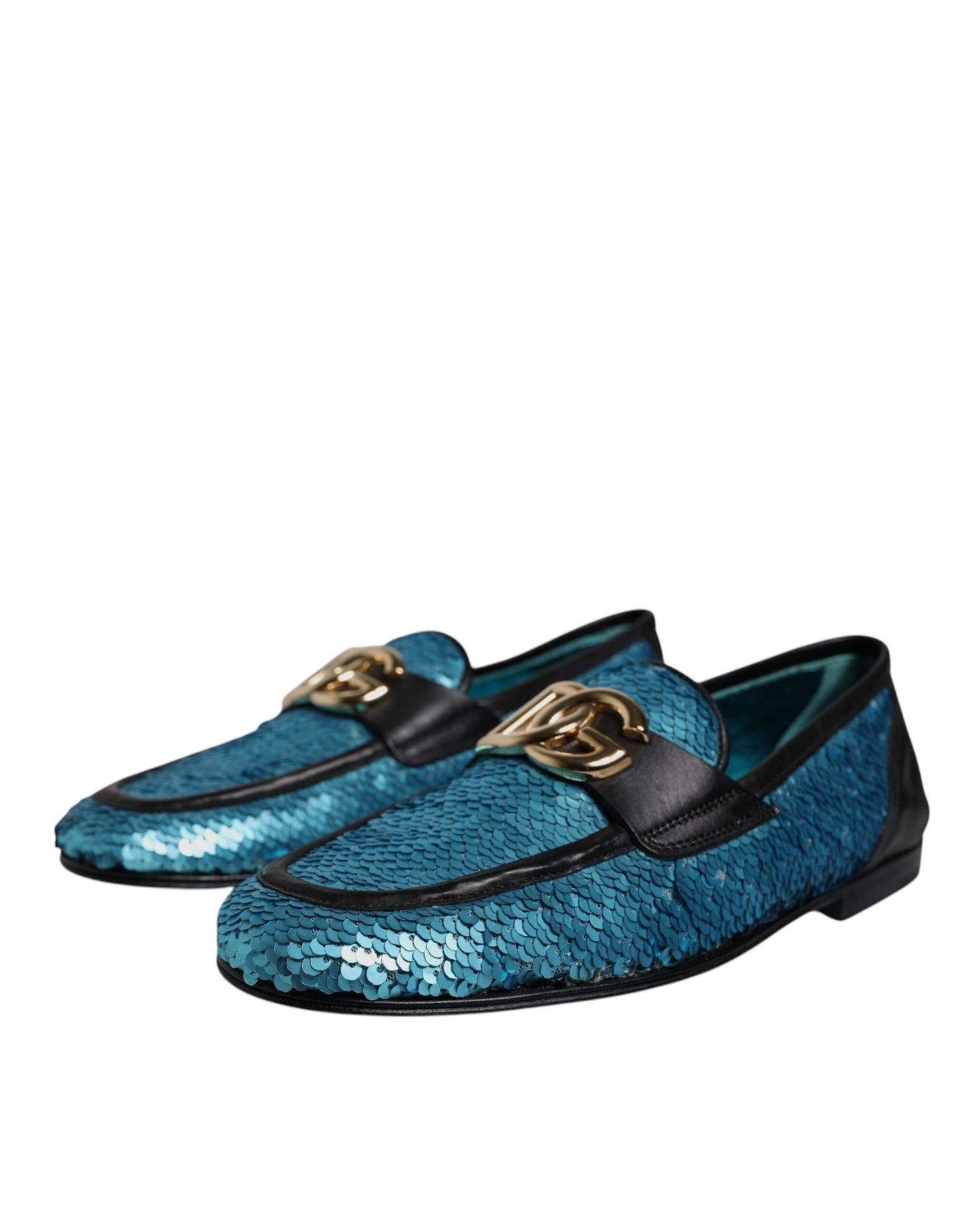 Dolce &amp; Gabbana – Blaue Loafer mit Pailletten für formelle Anlässe