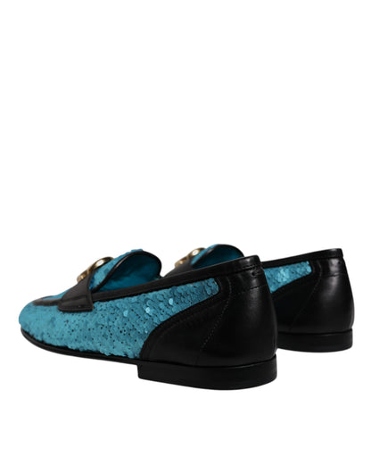 Dolce &amp; Gabbana – Blaue Loafer mit Pailletten für formelle Anlässe