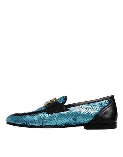 Dolce &amp; Gabbana – Blaue Loafer mit Pailletten für formelle Anlässe