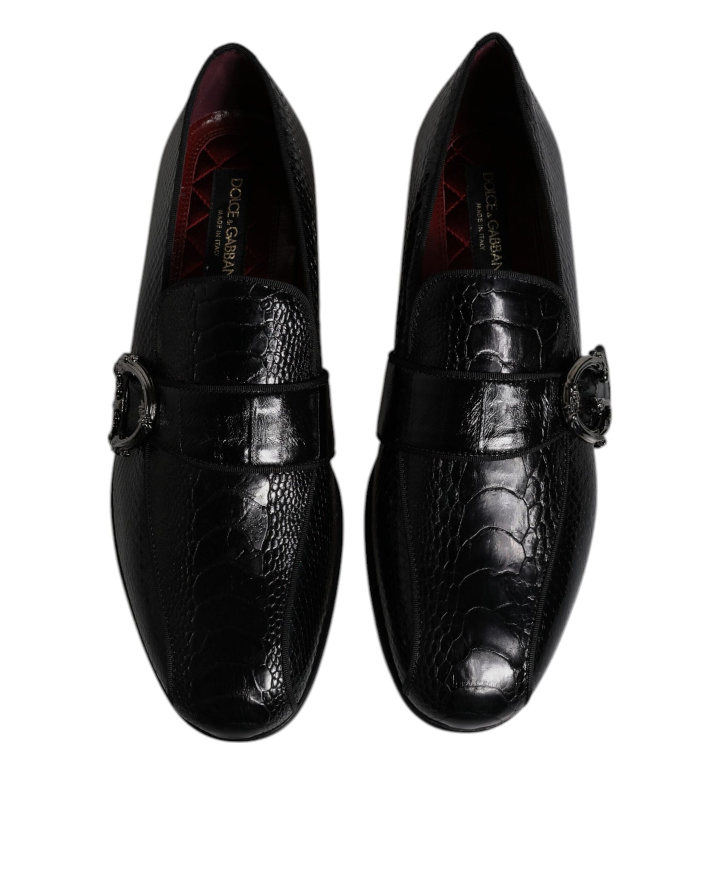 Dolce &amp; Gabbana – Loafer aus exotischem Leder mit DG-Logo, formelle Abendschuhe, Schwarz