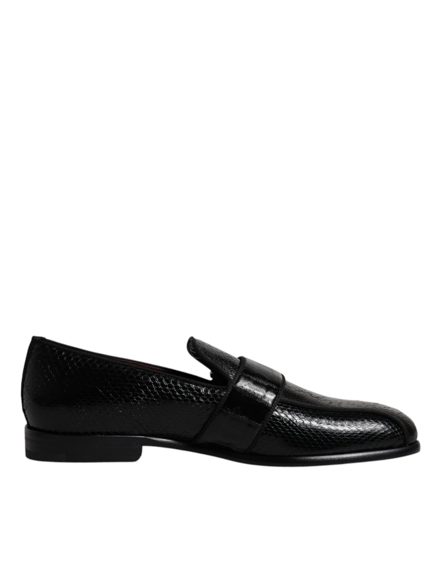 Dolce &amp; Gabbana – Loafer aus exotischem Leder mit DG-Logo, formelle Abendschuhe, Schwarz