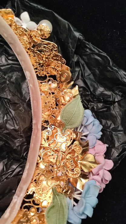 Dolce &amp; Gabbana Gold Kristall Lila Hortensia Stirnband Krone Diadem