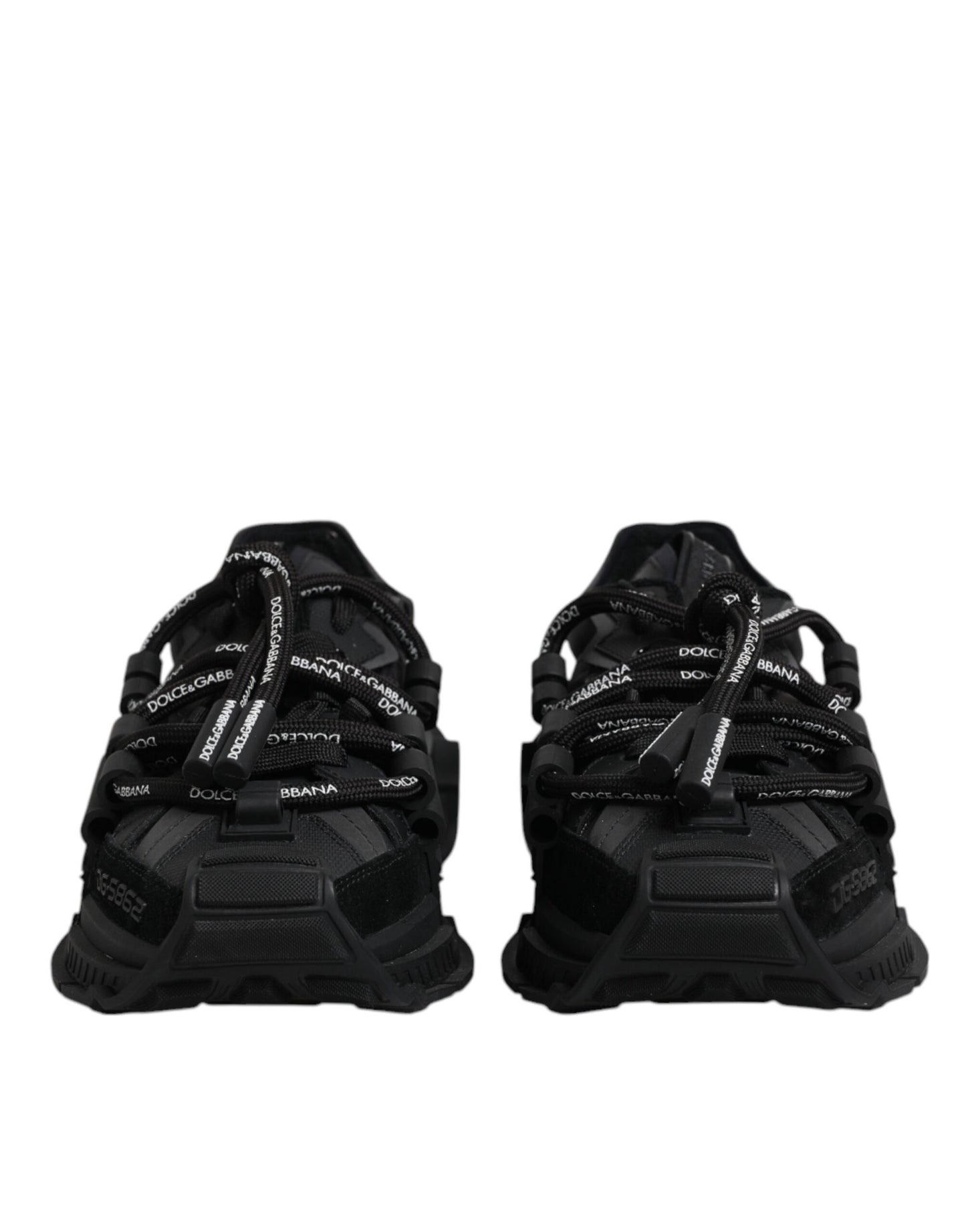 Dolce &amp; Gabbana – Schwarze Low-Top-Sneaker mit Schnürung im Space-Stil