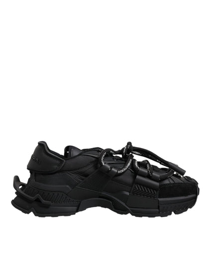 Dolce &amp; Gabbana – Schwarze Low-Top-Sneaker mit Schnürung im Space-Stil