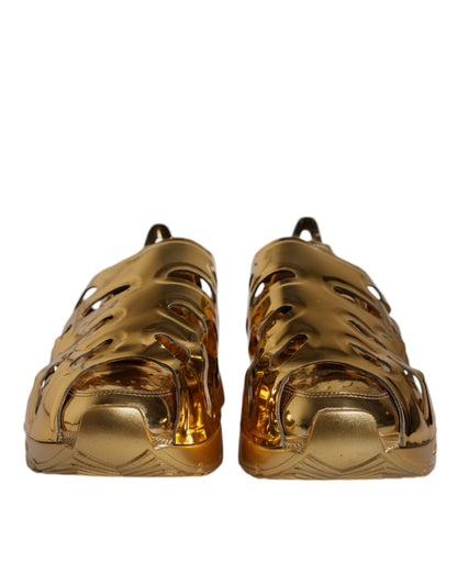 Dolce &amp; Gabbana Gold Daymaster Leder Low Top Sneakers Schuhe