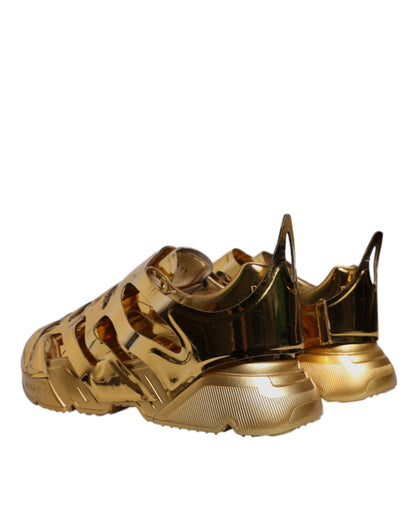 Dolce &amp; Gabbana Gold Daymaster Leder Low Top Sneakers Schuhe